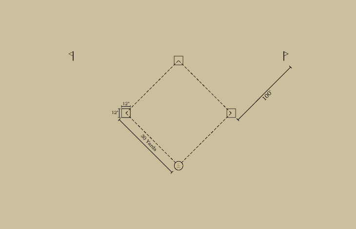 Baseball history diagram: Bases and Foul Lines: 1860: National Association of Base-Ball Players. Click diagram to return to previous page.