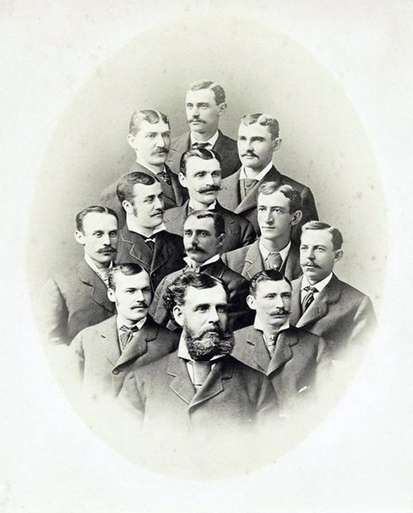 Baseball history photo: Boston Baseball Club, 1879.  Manager Harry Wright's Red Caps fell just short in their bid to win a third straight National League title.  Wright, who once played for the Knickerbocker Club in the 1850's, had a remarkable 11 year run as a manager and won eight championships.  His Cincinnati clubs of 1869 and 1870, acknowledged by many including 19c Base Ball, were the United States Amateur Champion. Click photo to return to previous page.