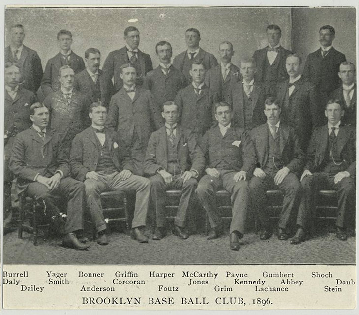 Baseball history photo: Brooklyn Base Ball Club, 1896. Click photo to return to previous page.