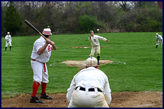 Eric Miklich pitching for the NY Mutuals. Click to enlarge.