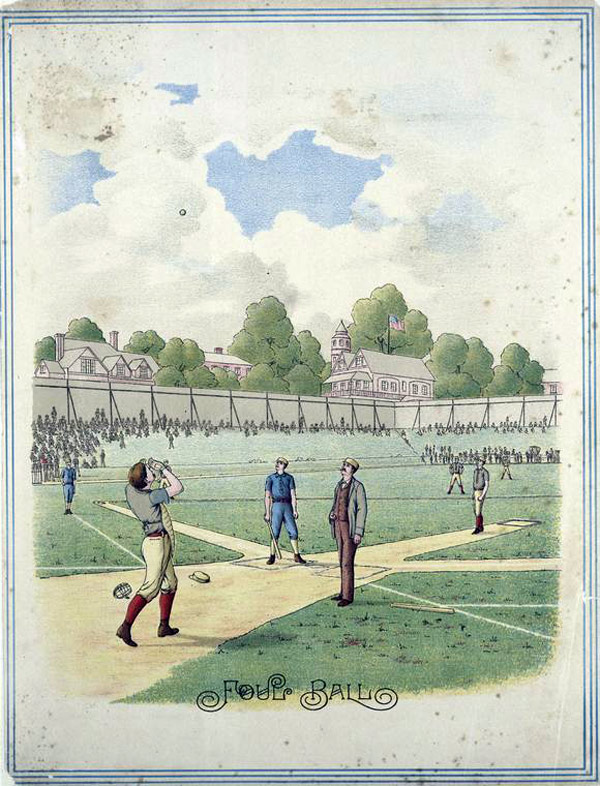 Baseball history illustration: Foul Ball. Click illustration to return to previous page.