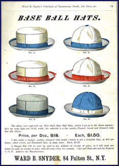 Snyder's Base Ball Hats, 1875. Click to enlarge.