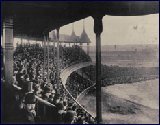 Photo taken on Opening Day of the Grand Pavilion of South End Grounds, Boston, May 25, 1888, by Augustine H. Folsom. Click to enlarge.