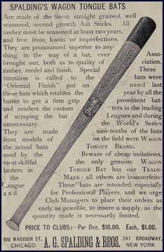 Spalding Wagon Tongue Bat, 1889. Click to enlarge.