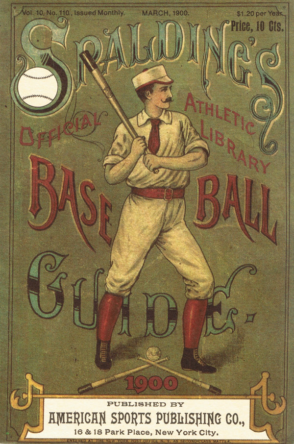Baseball history photo: Front cover of Spalding's Official Base Ball Guide, 1900.   Click photo to return to previous page.