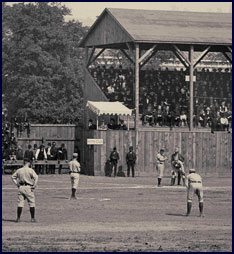 Baseball game between Lima (Ohio) and Wheeling (West Virginia), circa 1887. Click to enlarge.