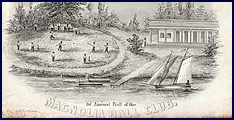 Ticket to the First Annual Ball of the New York Magnolia Ball Club, Friday evening, February 9, 1844. Click to enlarge.